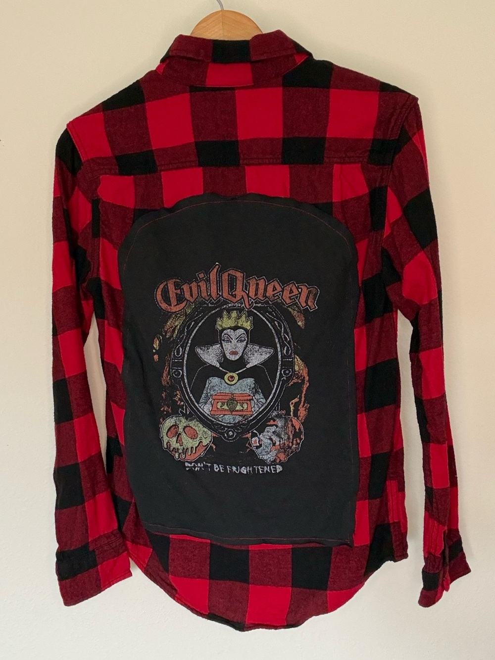 George —Red and Black Plaid Button-Down Flannel with Evil Queen Graphic